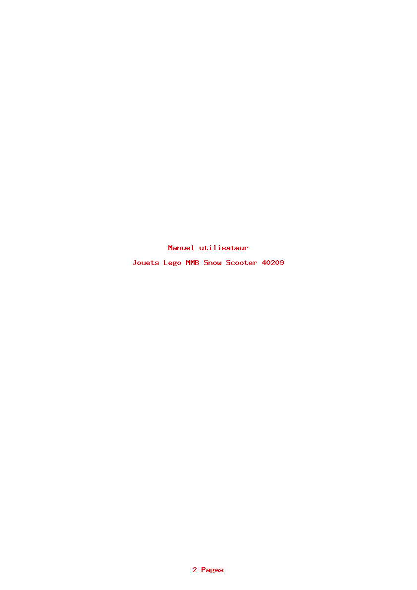 Page 1 de la notice Manuel utilisateur Lego MMB Snow Scooter 40209
