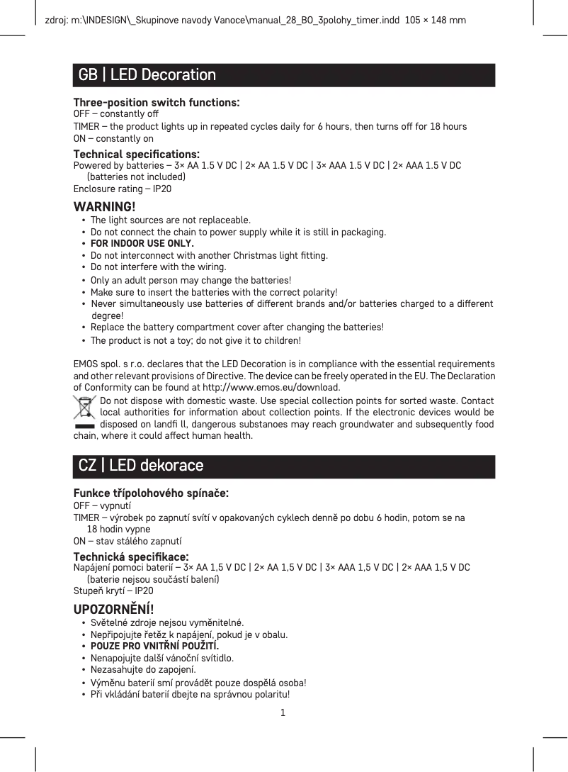 Page 1 de la notice Manuel utilisateur Emos DCFC28