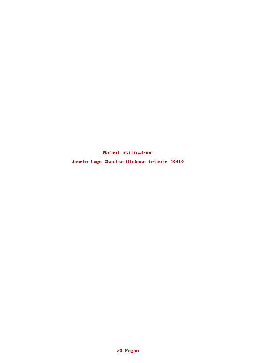 Page 1 de la notice Manuel utilisateur Lego Charles Dickens Tribute 40410