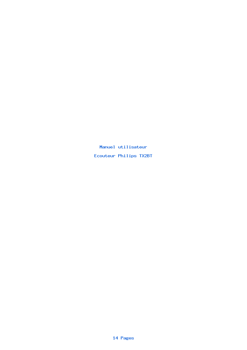 Page 1 de la notice Manuel utilisateur Philips TX2BT