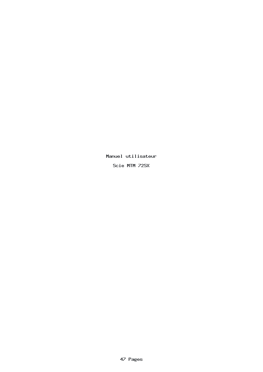 Page 1 de la notice Manuel utilisateur MTM 72SX