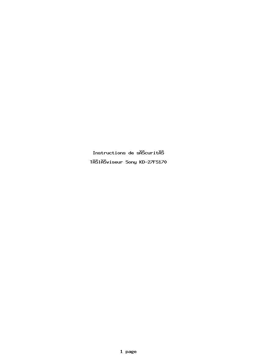 Page 1 de la notice Instructions de sécurité Sony KD-27FS170