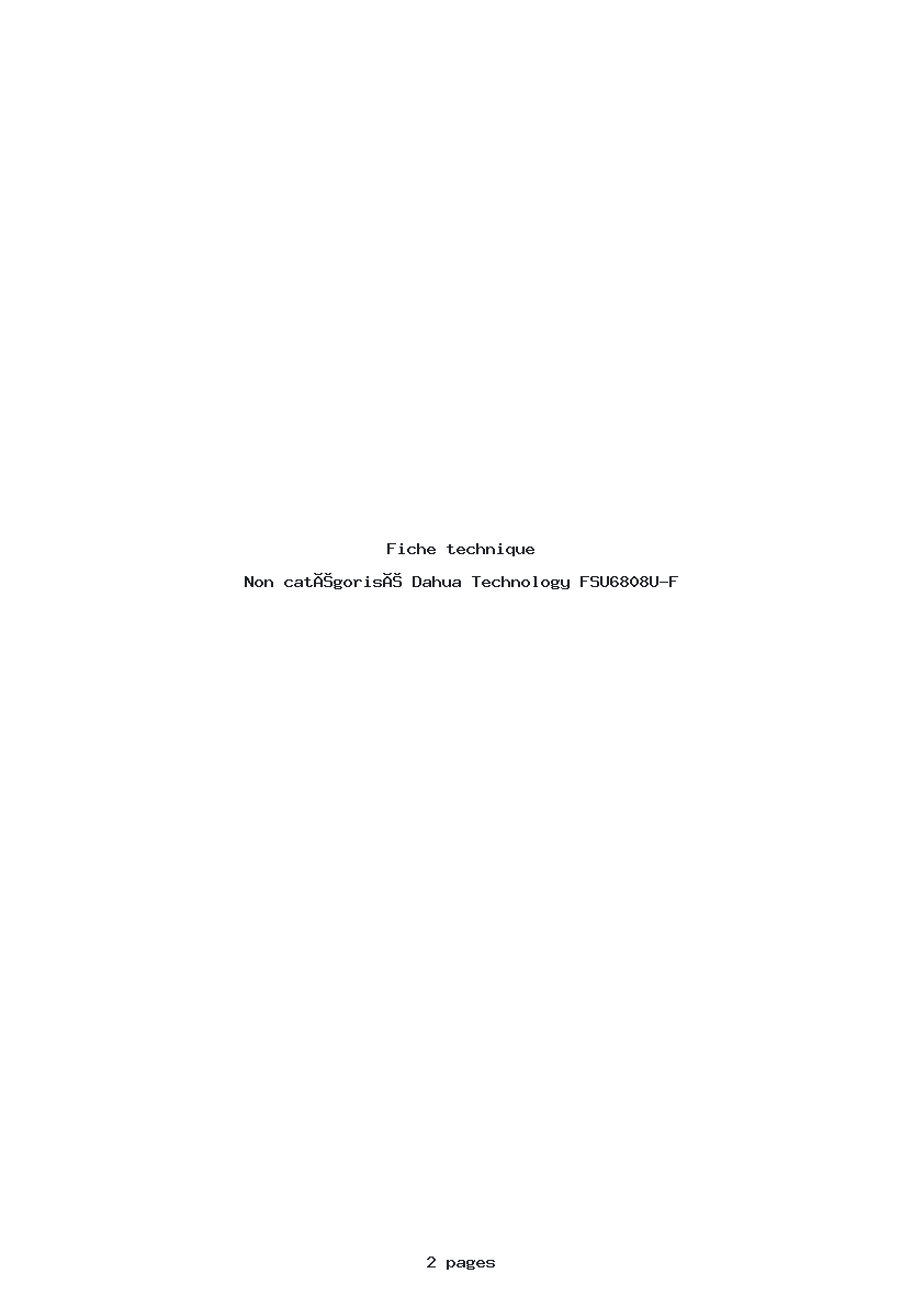 Page 1 de la notice Fiche technique Dahua Technology FSU6808U-F