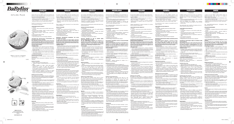 Page 1 de la notice Manuel utilisateur BaByliss Isyliss Plus G496E