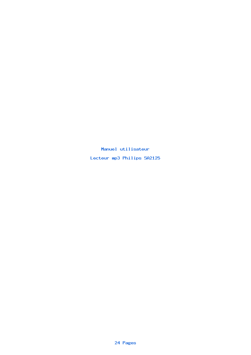Page 1 de la notice Manuel utilisateur Philips SA2125