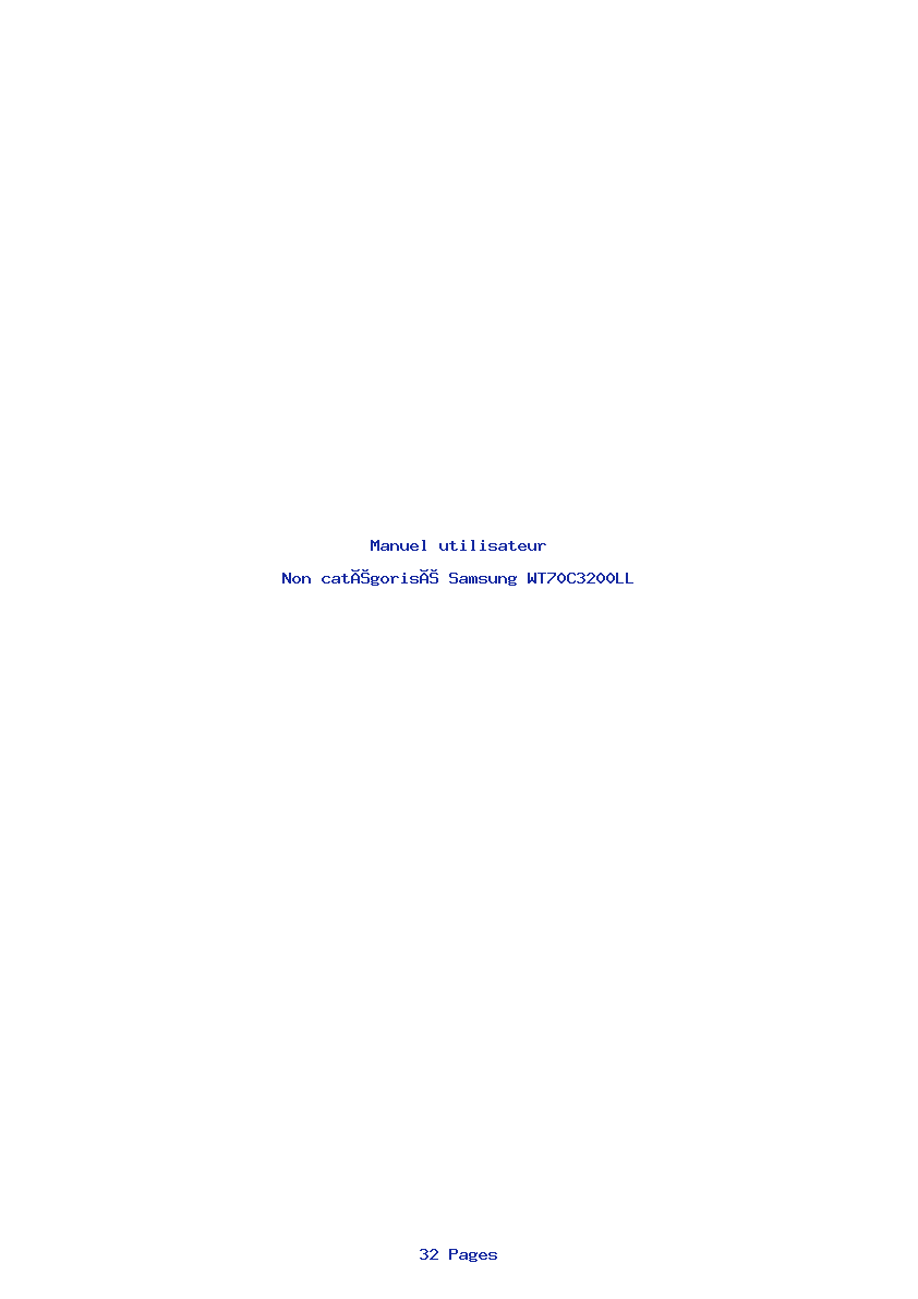 Page 1 de la notice Manuel utilisateur Samsung WT70C3200LL