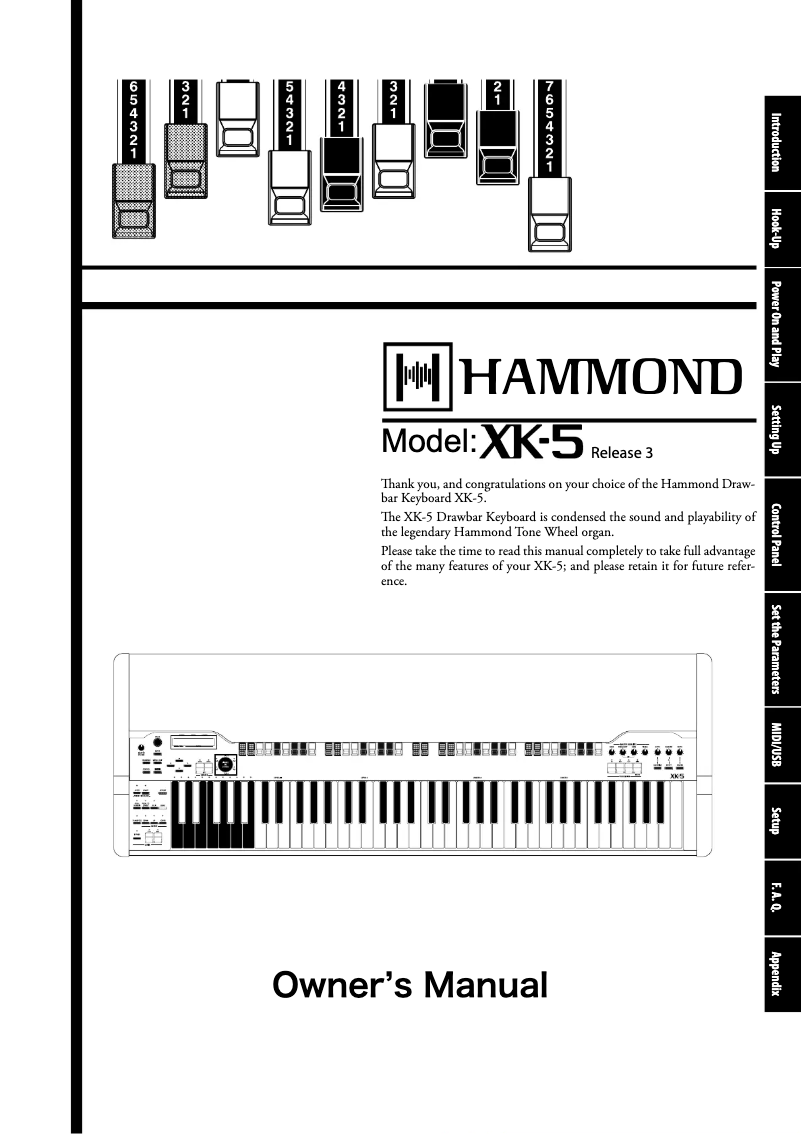 Page 1 de la notice Manuel utilisateur Hammond XK-5