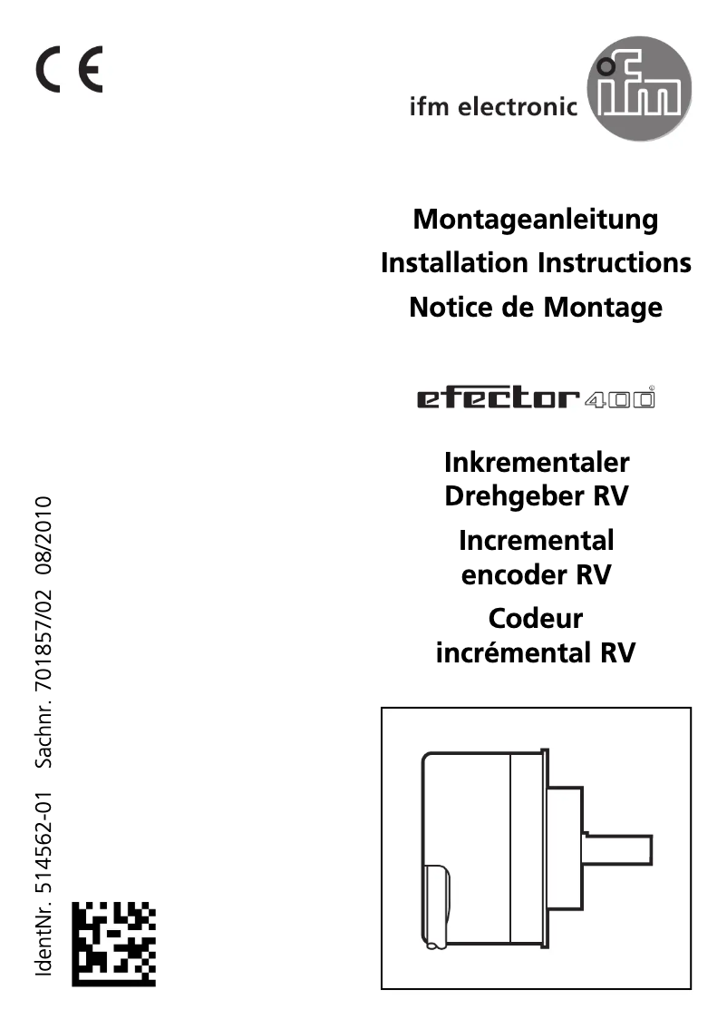 Page 1 de la notice Manuel utilisateur IFM RV6093
