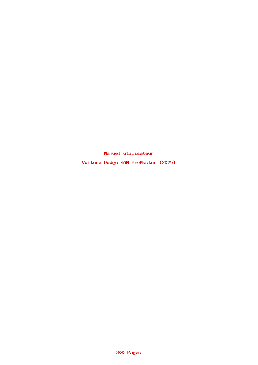 Page 1 de la notice Manuel utilisateur Dodge RAM ProMaster (2025)