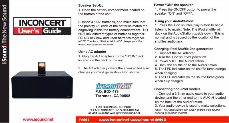 Page 1 de la notice Manuel utilisateur dreamGEAR DGIPOD-360