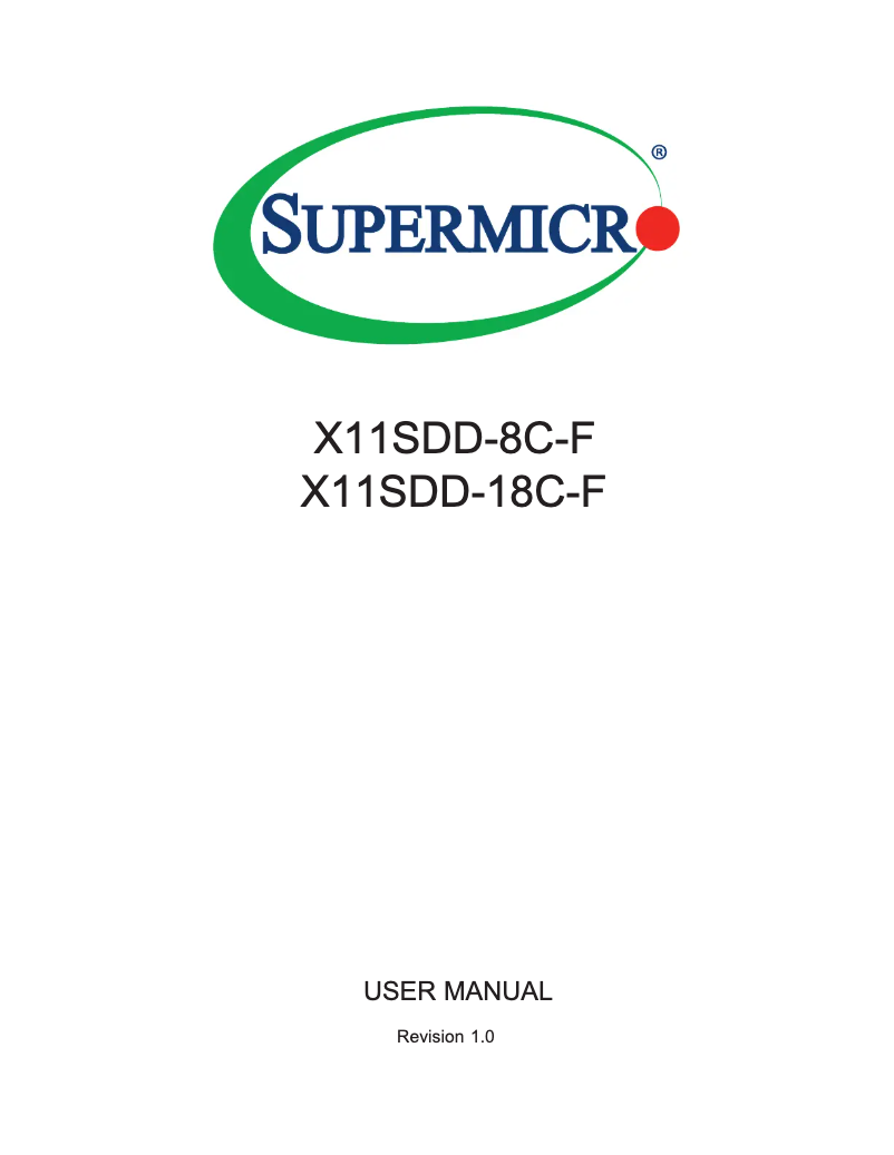 Page 1 de la notice Manuel utilisateur Supermicro X11SDD-18C-F