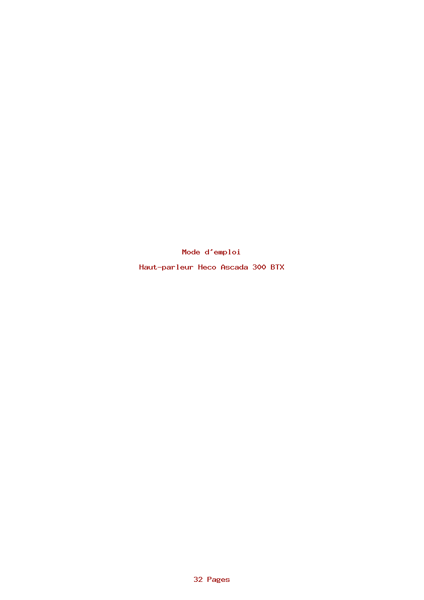 Page 1 de la notice Mode d'emploi Heco Ascada 300 BTX