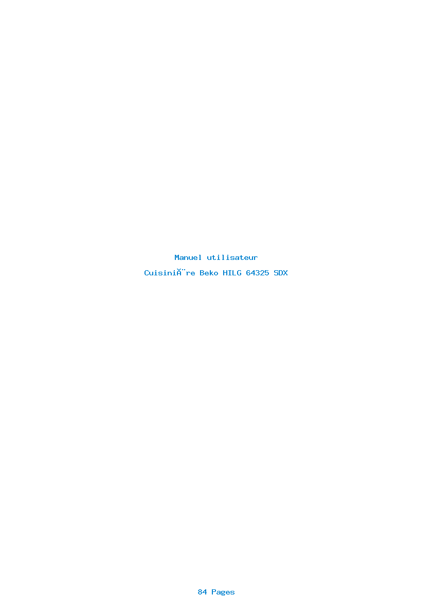 Page 1 de la notice Manuel utilisateur Beko HILG 64325 SDX