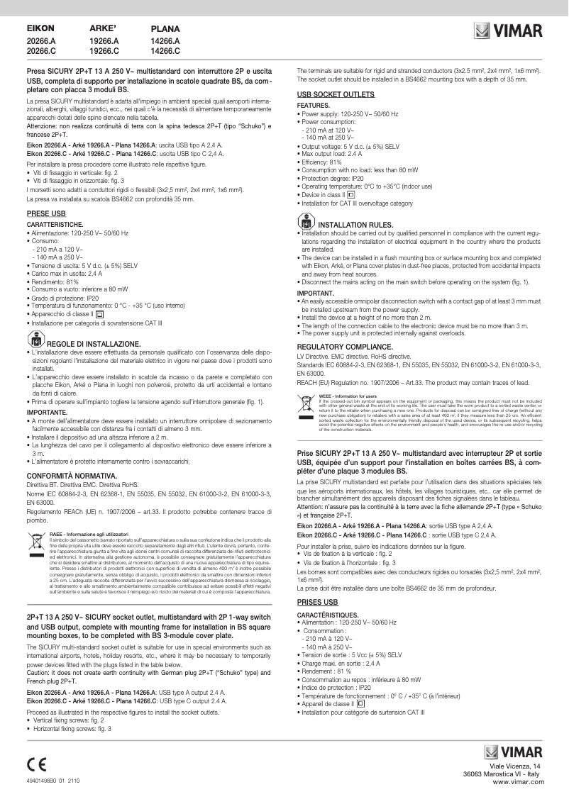 Página 1 del manual Manual de usuario Vimar 20266.A.N