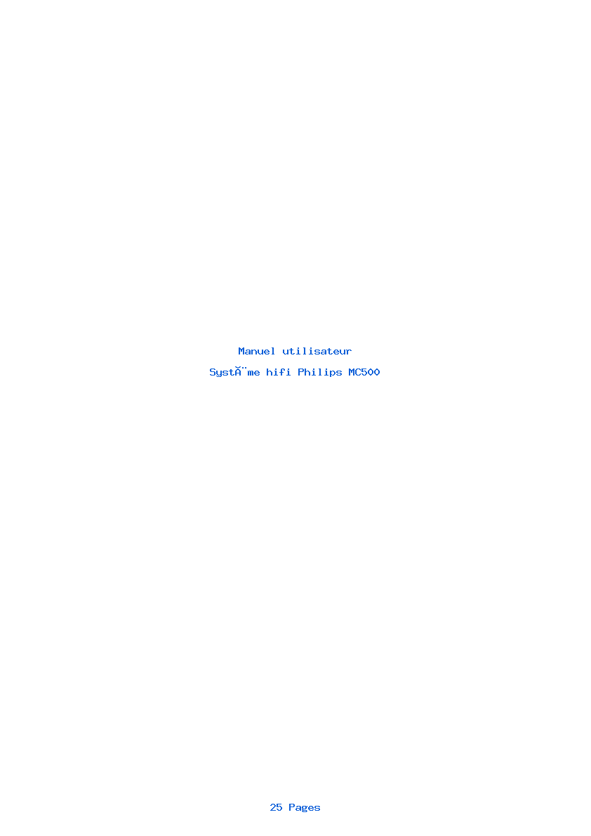 Page 1 de la notice Manuel utilisateur Philips MC500