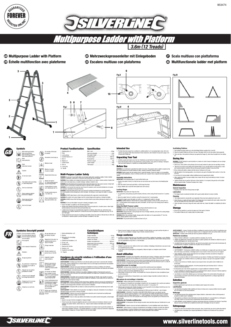 Page 1 of the manual User Manual Silverline 953474