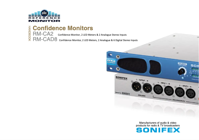 Page 1 de la notice Manuel utilisateur Sonifex RM-CAD8