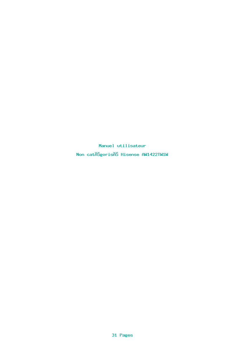 Page 1 de la notice Manuel utilisateur Hisense AW1422TW1W