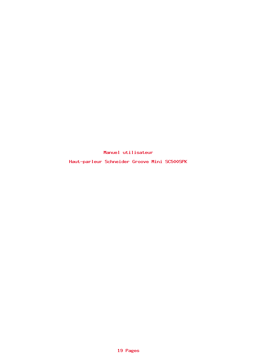 Page 1 de la notice Manuel utilisateur Schneider Groove Mini SC500SPK