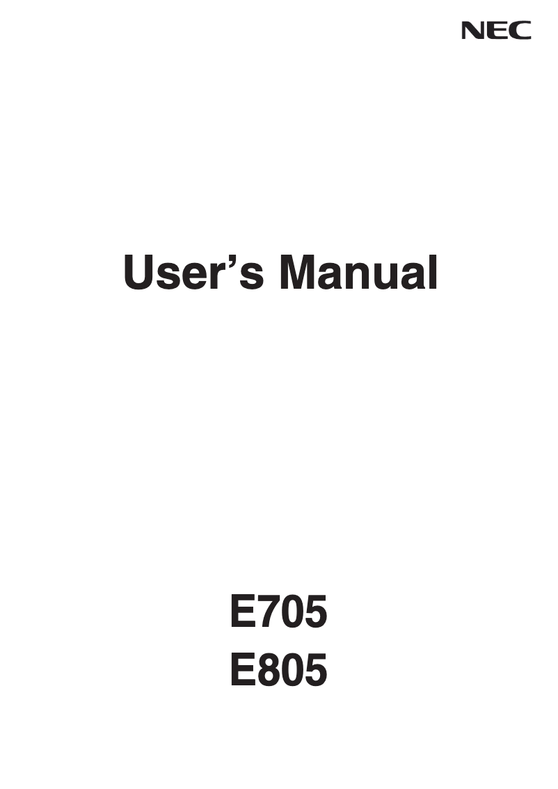 Page 1 de la notice Manuel utilisateur NEC MultiSync E805