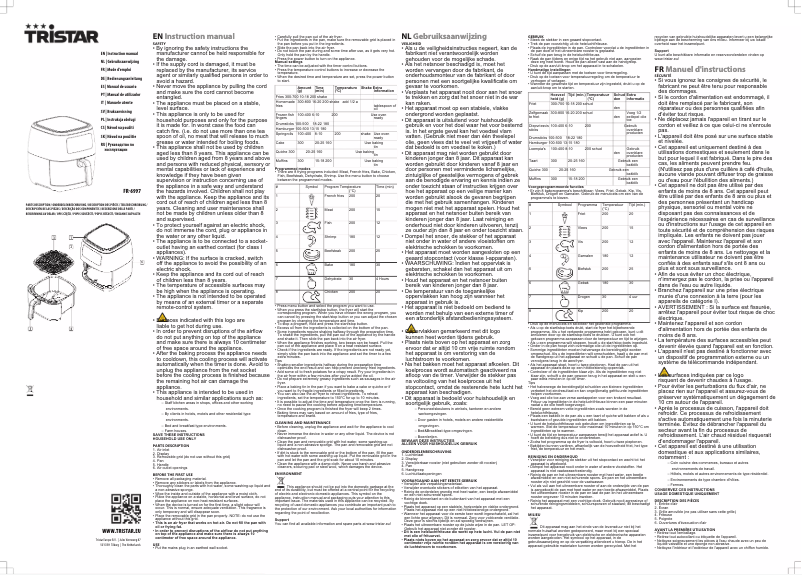 Page 1 of the manual User Manual TriStar FR-6997