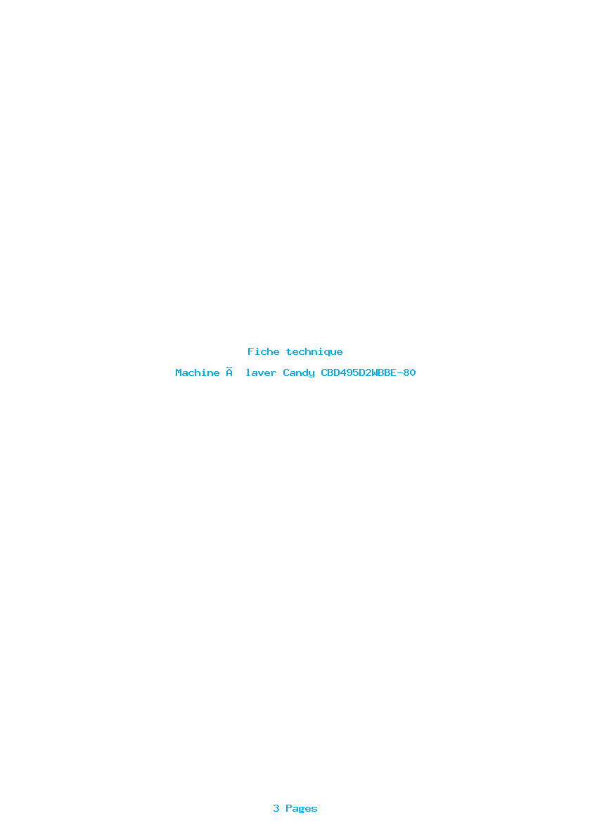 Page 1 de la notice Fiche technique Candy CBD495D2WBBE-80