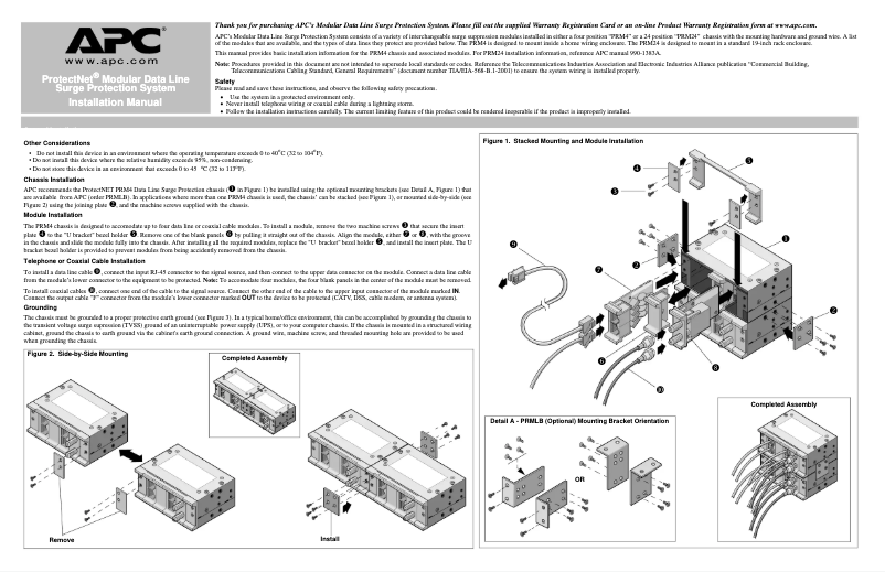 Page 1 de la notice Manuel utilisateur APC ProtectNet PRM4