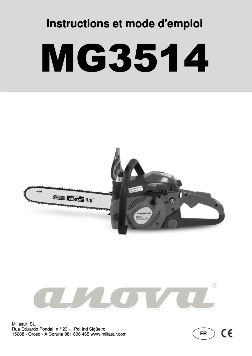 Page 1 de la notice Manuel utilisateur Anova MG3514
