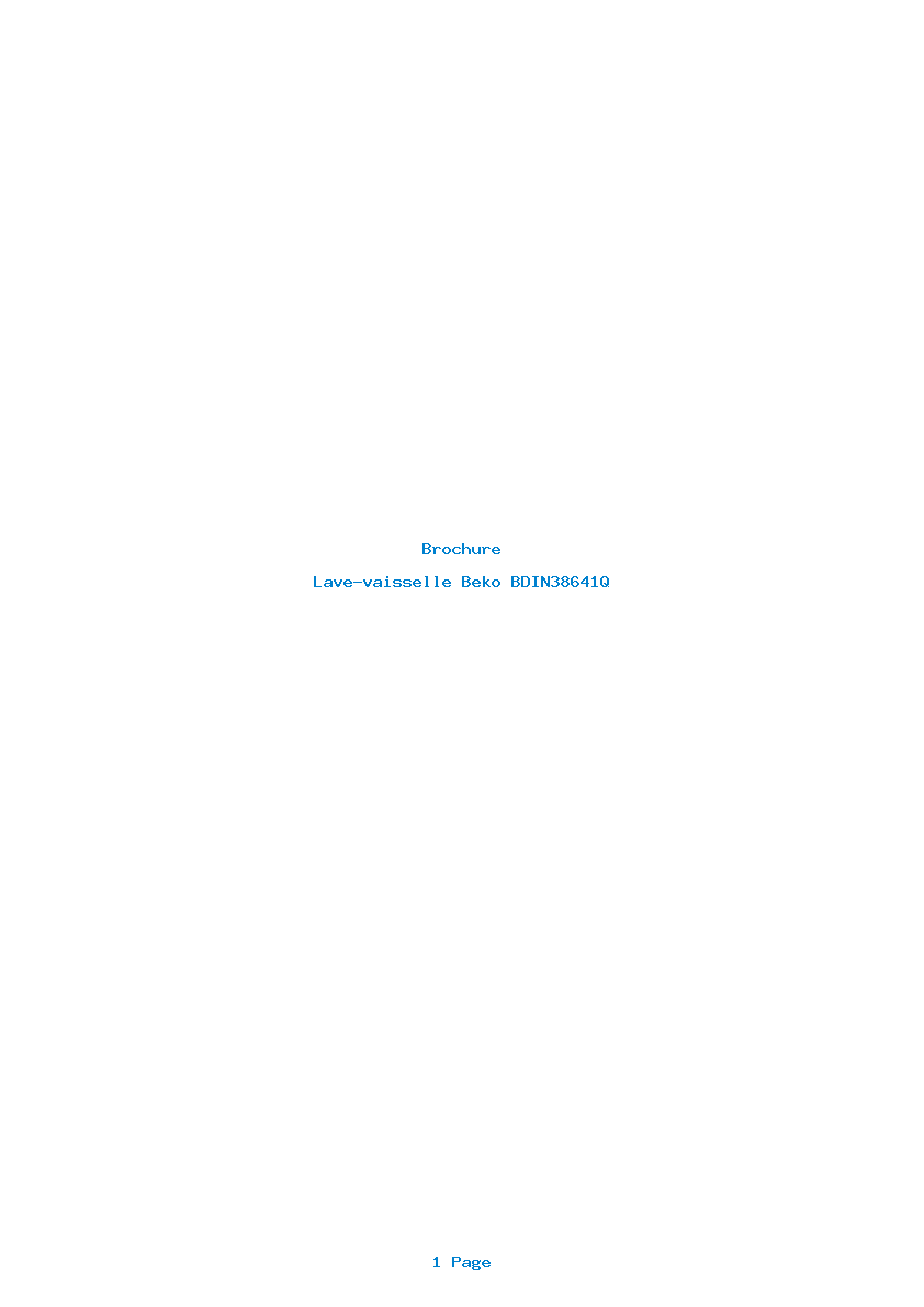Page 1 de la notice Brochure Beko BDIN38641Q