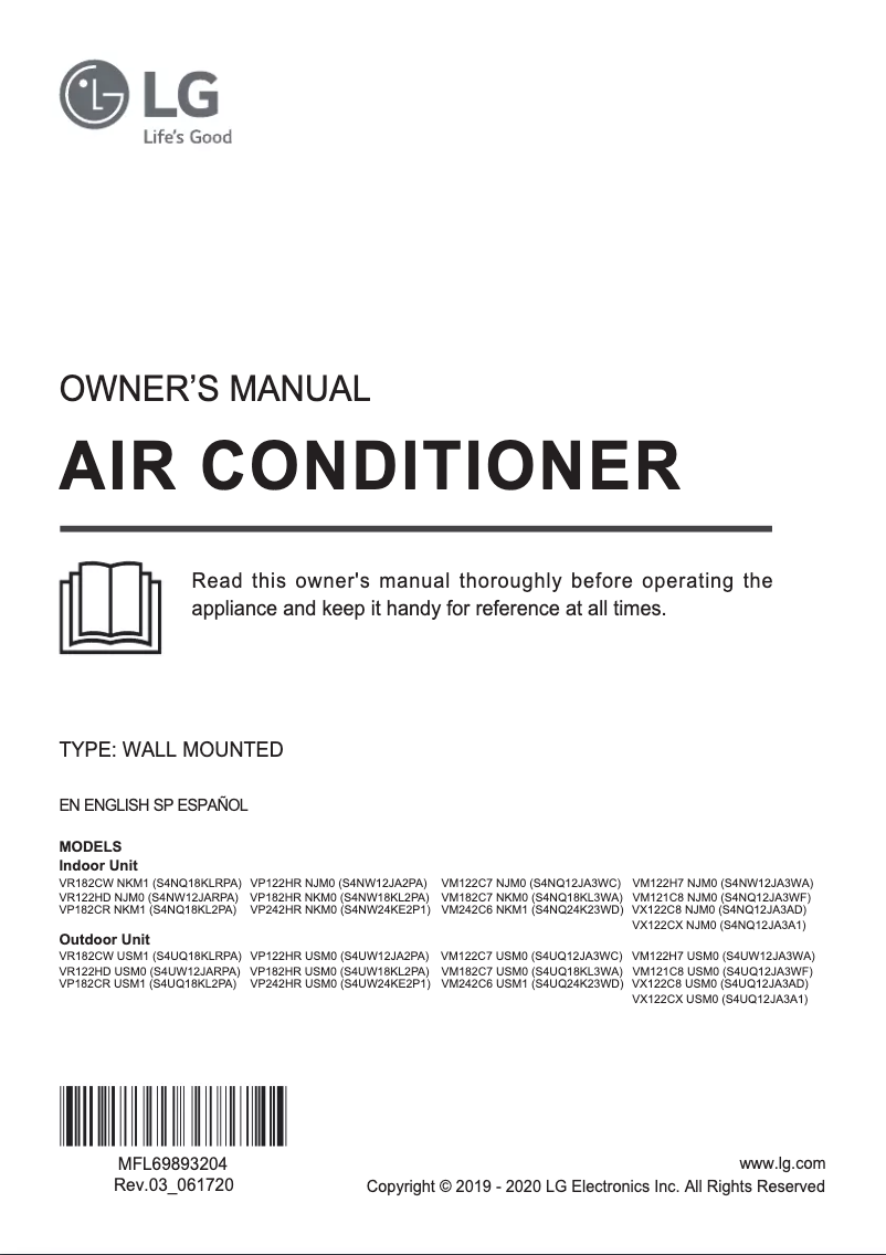 Page 1 de la notice Manuel utilisateur LG VM122C7