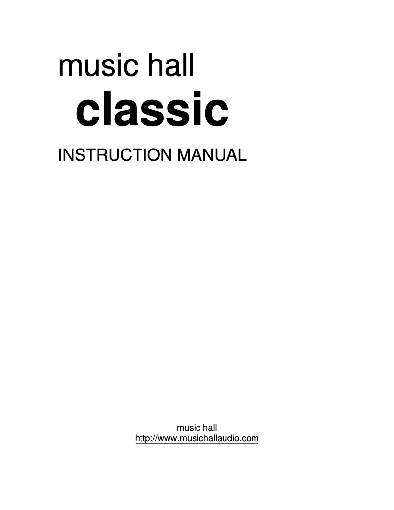 Página 1 del manual Manual de usuario Music Hall Classic