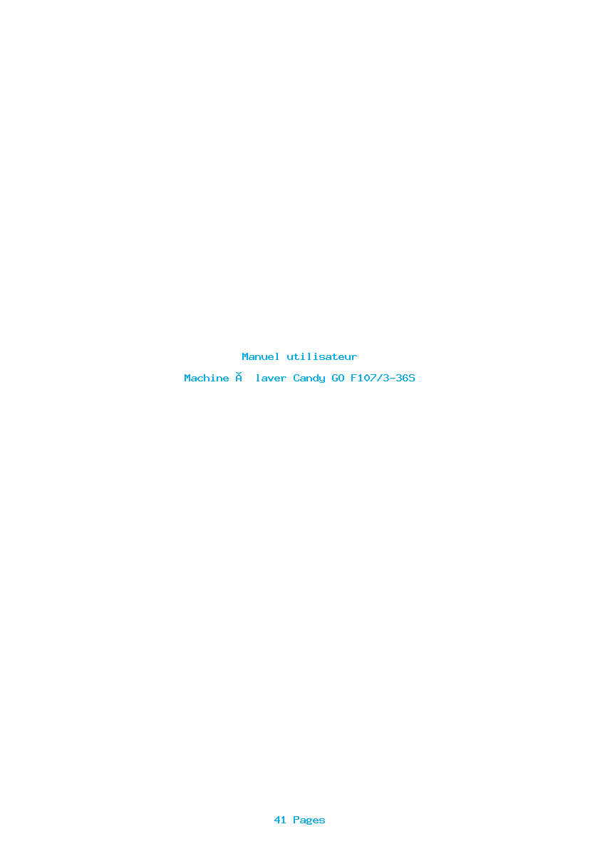Page 1 de la notice Manuel utilisateur Candy GO F107/3-36S
