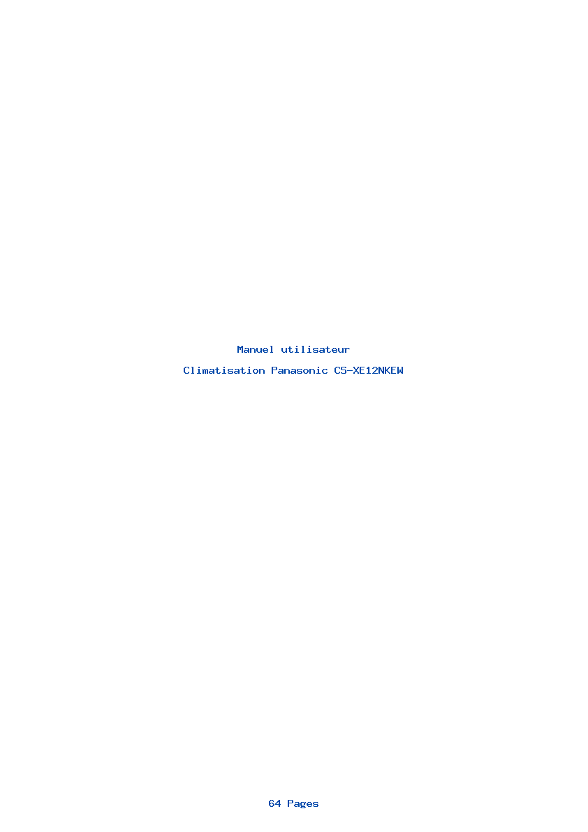 Page 1 de la notice Manuel utilisateur Panasonic CS-XE12NKEW