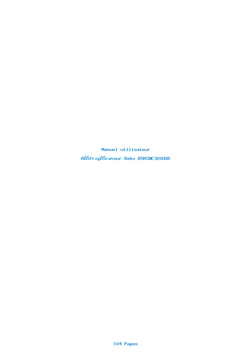 Page 1 de la notice Manuel utilisateur Beko B5RCNE365HXB