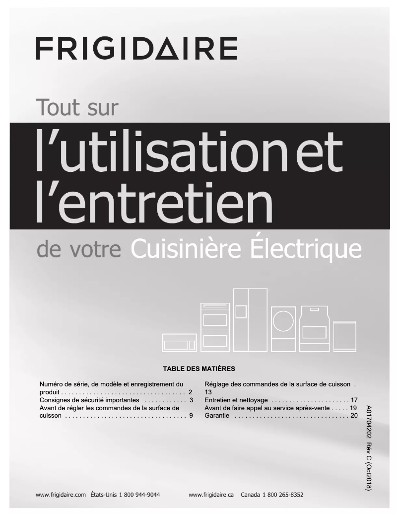 Page 1 de la notice Manuel utilisateur Frigidaire FFEC3625US