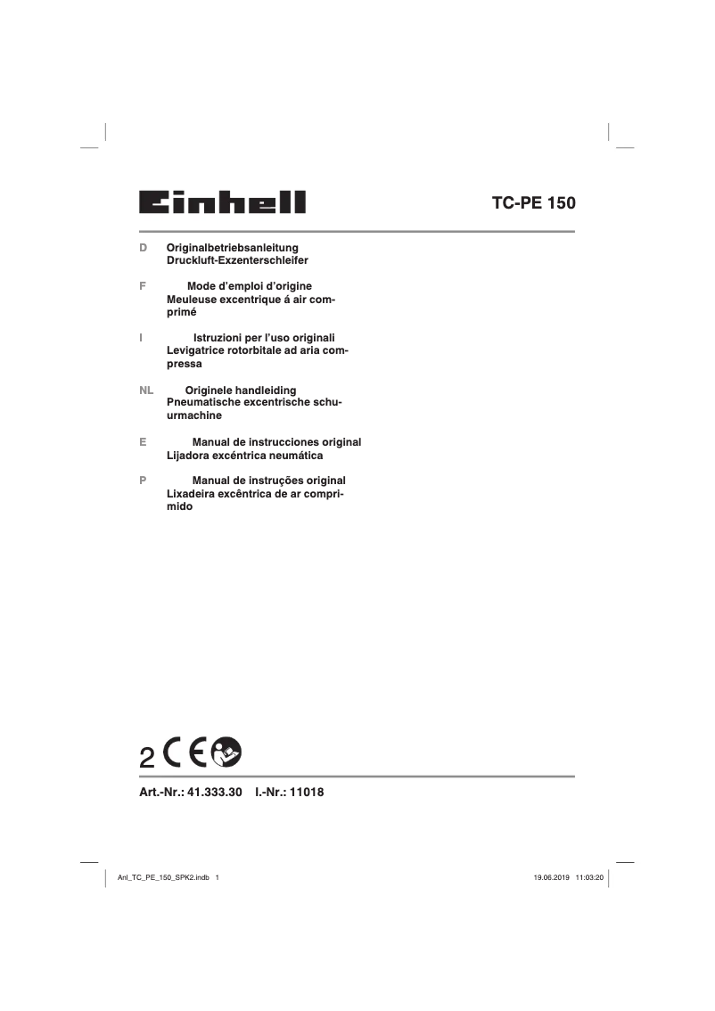Page 1 de la notice Manuel utilisateur Einhell TC-PE 150