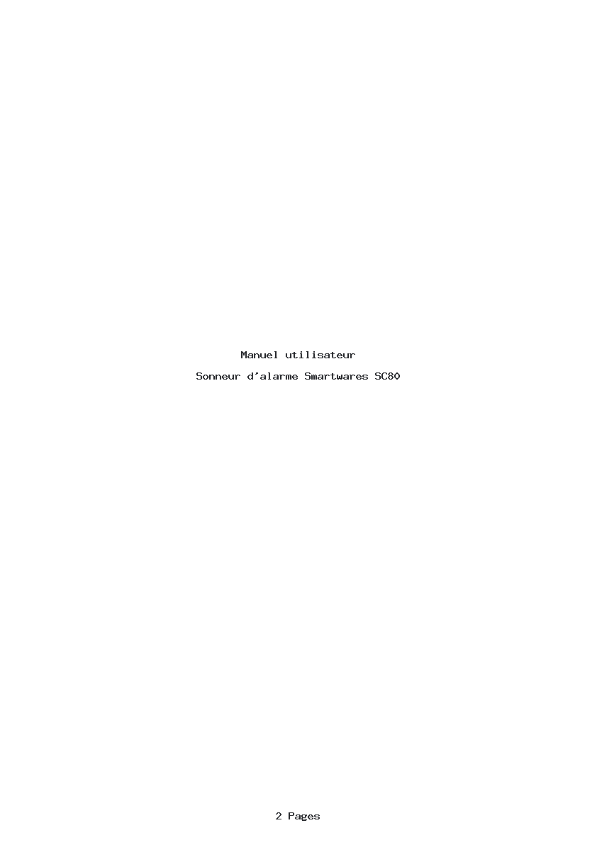Page 1 de la notice Manuel utilisateur Smartwares SC80