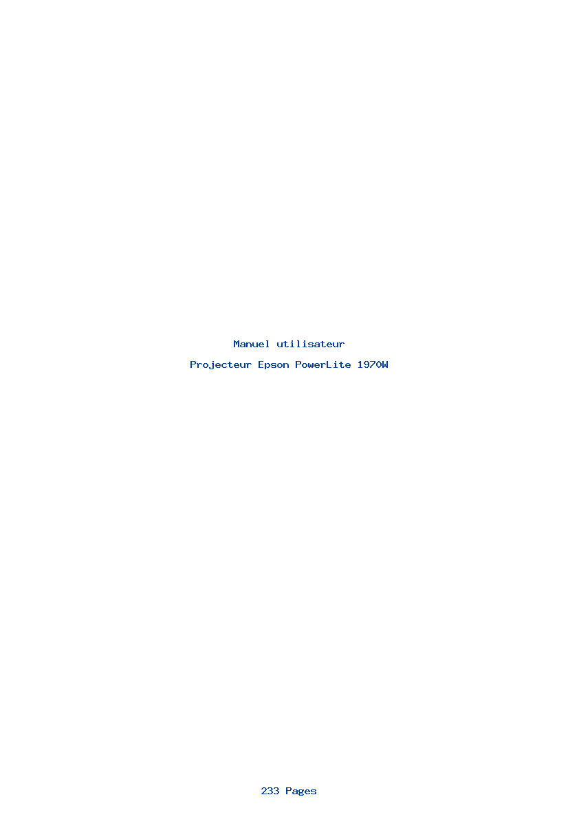 Page 1 de la notice Manuel utilisateur Epson PowerLite 1970W