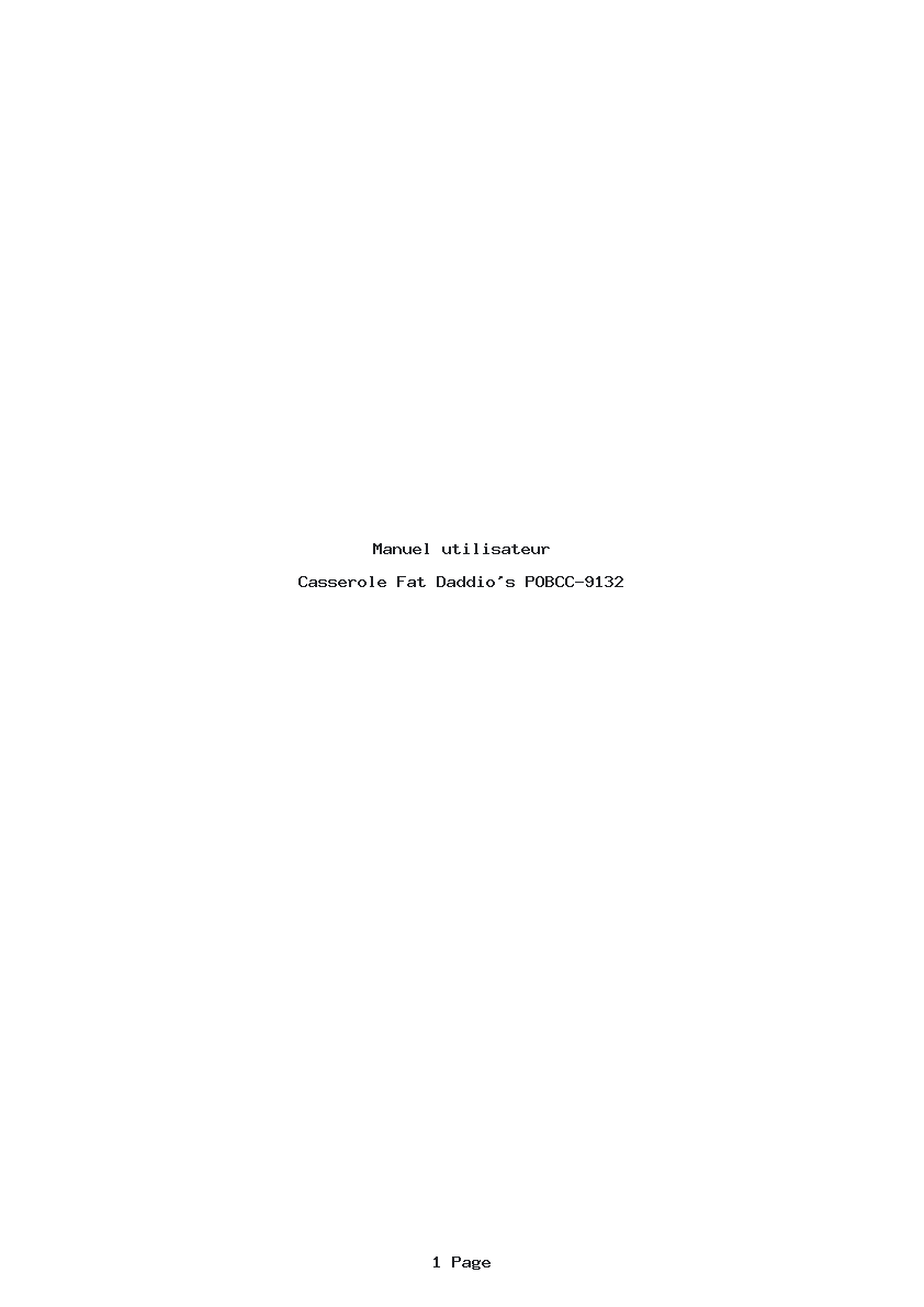 Page 1 de la notice Manuel utilisateur Fat Daddio's POBCC-9132