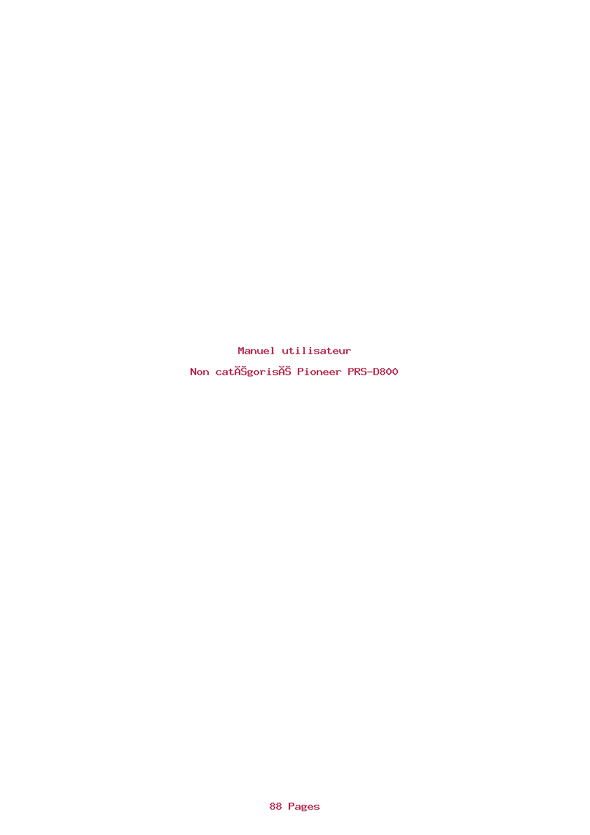 Page 1 de la notice Manuel utilisateur Pioneer PRS-D800