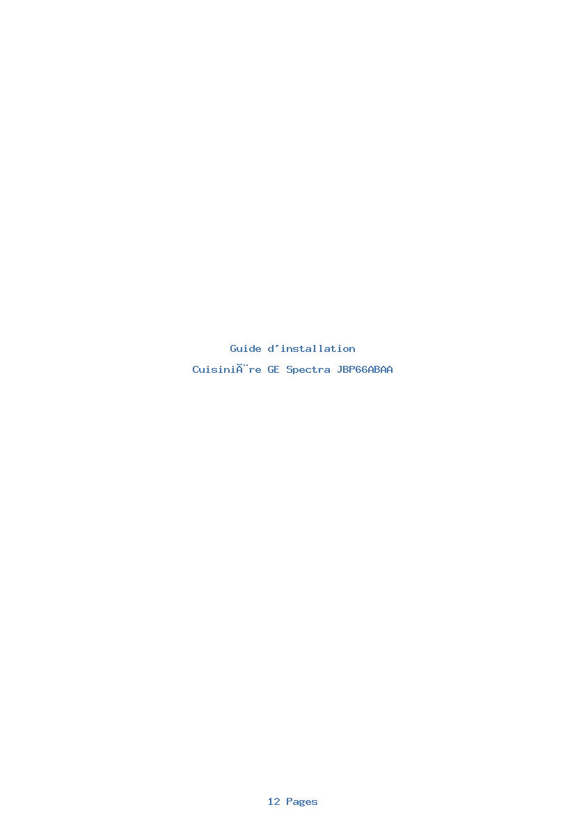 Page 1 de la notice Guide d'installation GE Spectra JBP66ABAA