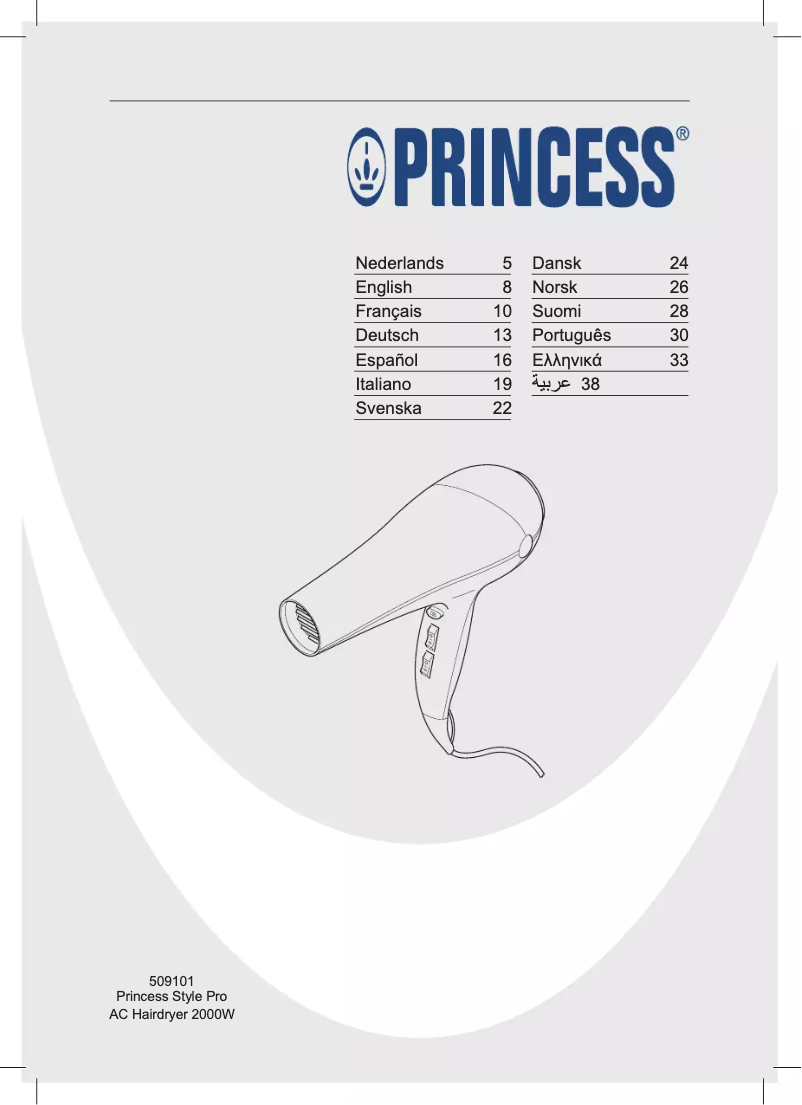 Page 1 de la notice Manuel utilisateur Princess 509101 Style Pro AC
