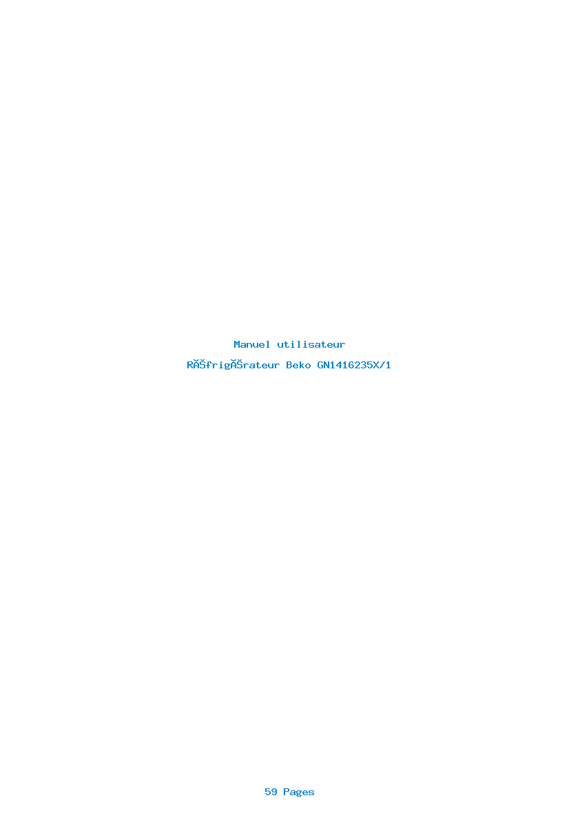 Page 1 de la notice Manuel utilisateur Beko GN1416235X/1