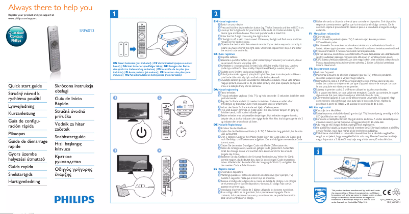 Page 1 of the manual Quick Start Guide Philips SRP6013