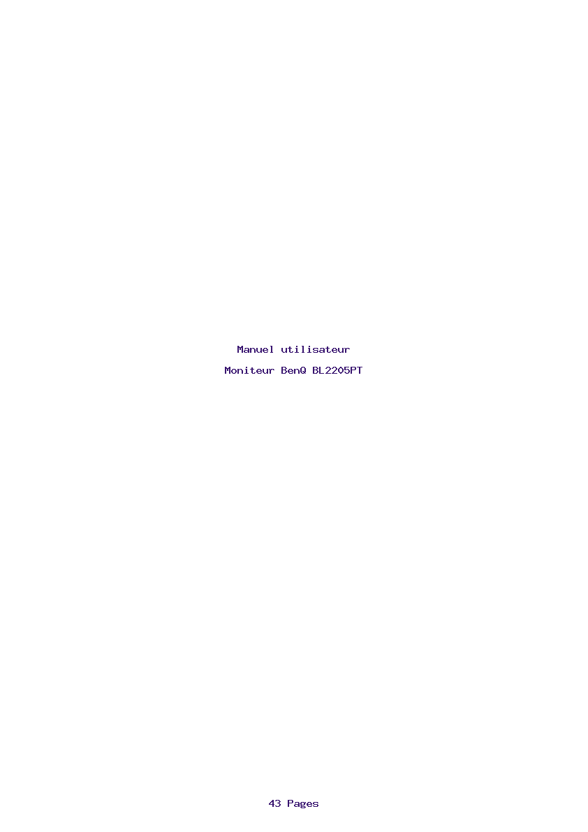 Page 1 de la notice Manuel utilisateur BenQ BL2205PT