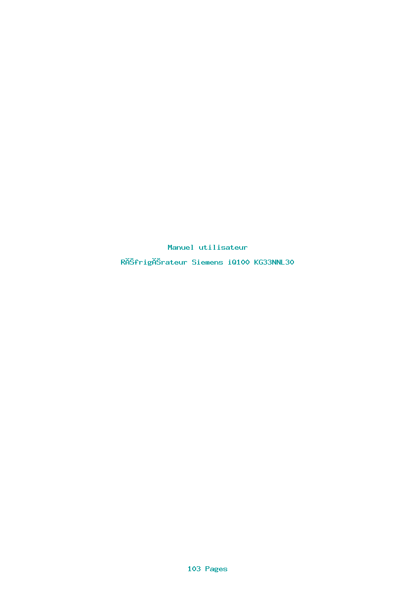 Image de la première page du manuel de l'appareil iQ100 KG33NNL30