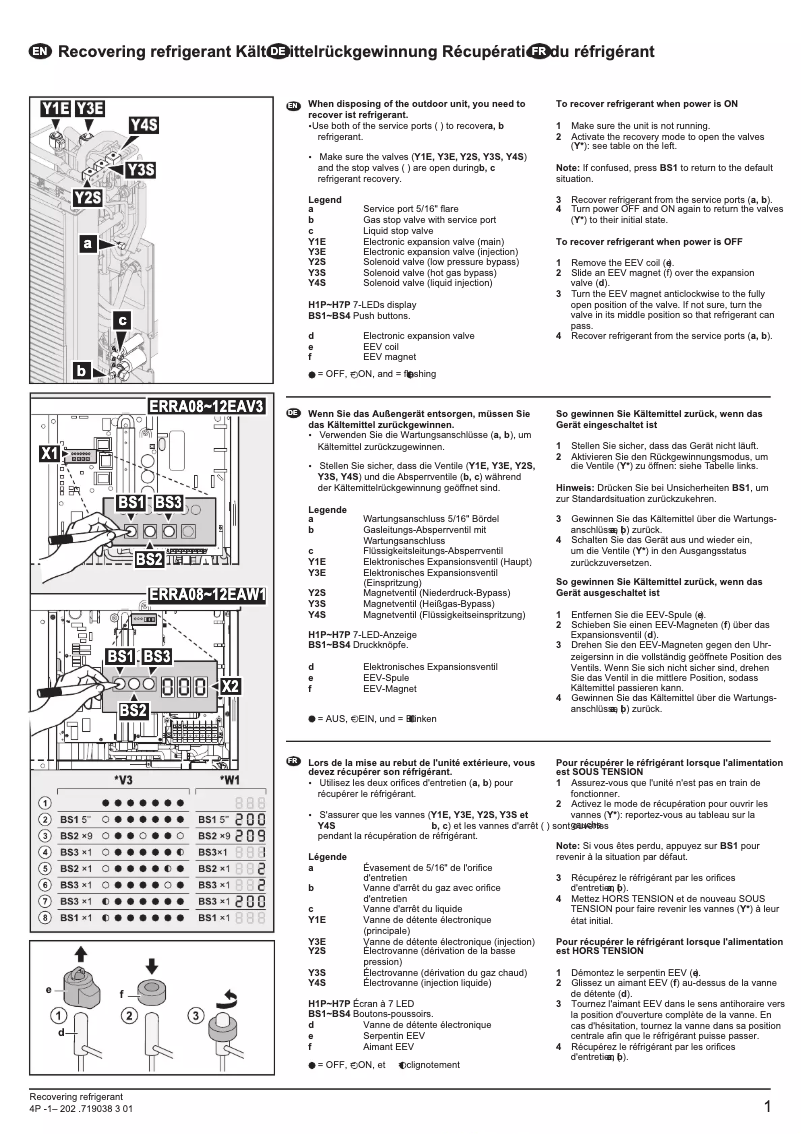 Page 1 de la notice Manuel utilisateur Daikin ERRA08EAW1