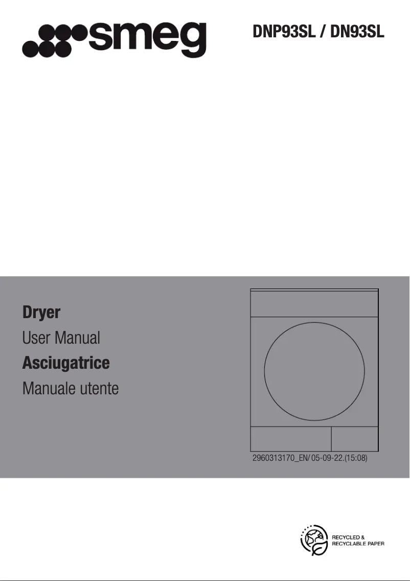 Page 1 de la notice Fiche technique Smeg DNP93SL