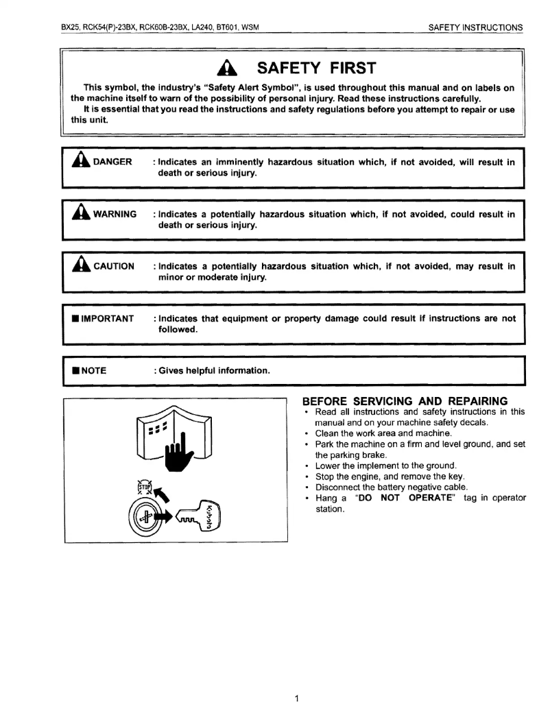 Page 1 of the manual User Manual Kubota RCK60B-23BX