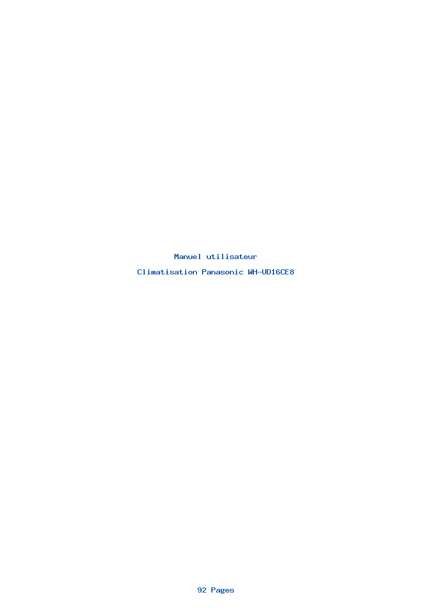 Page 1 de la notice Manuel utilisateur Panasonic WH-UD16CE8